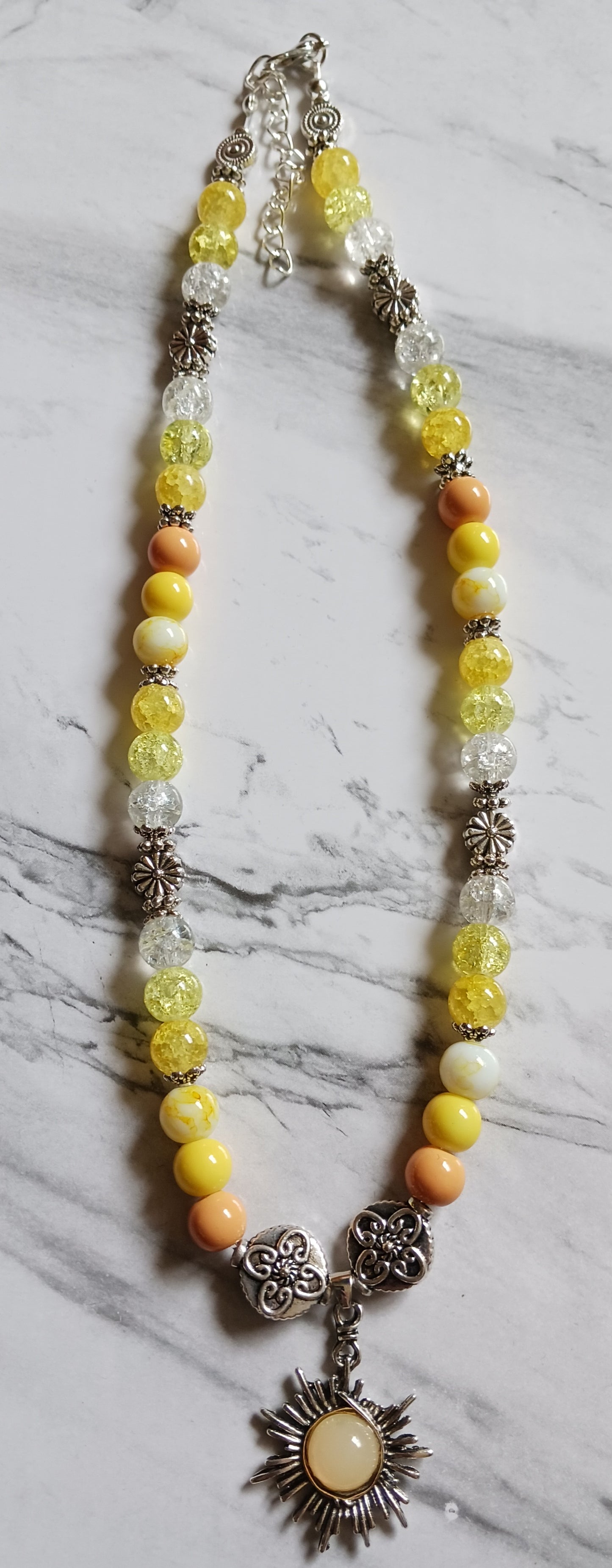 Yellow Sunburst Flower Necklace