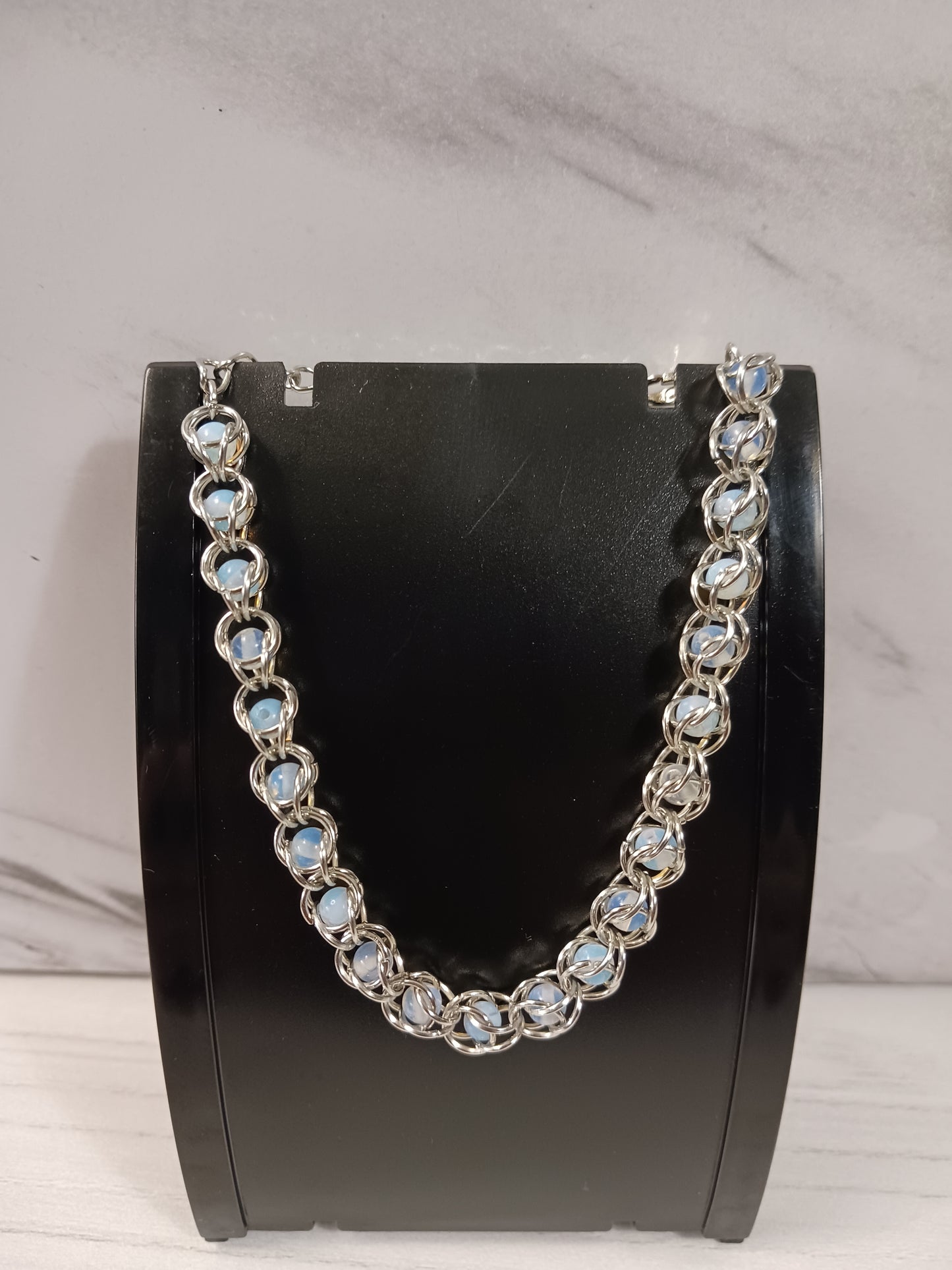 Smokey/White Captured Bead Bracelet