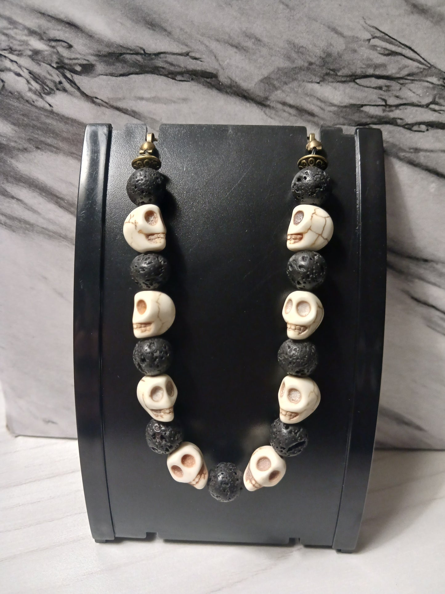 Black Lava/White Skull Bracelet