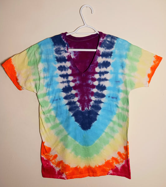 Rainbow V-Neck Design Medium Tie Dye Shirt