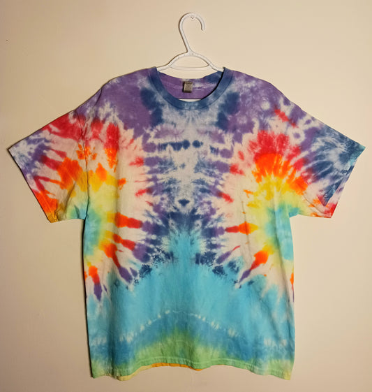 Rainbow Tie Dye Size XL Shirt Double Star-Burst Design