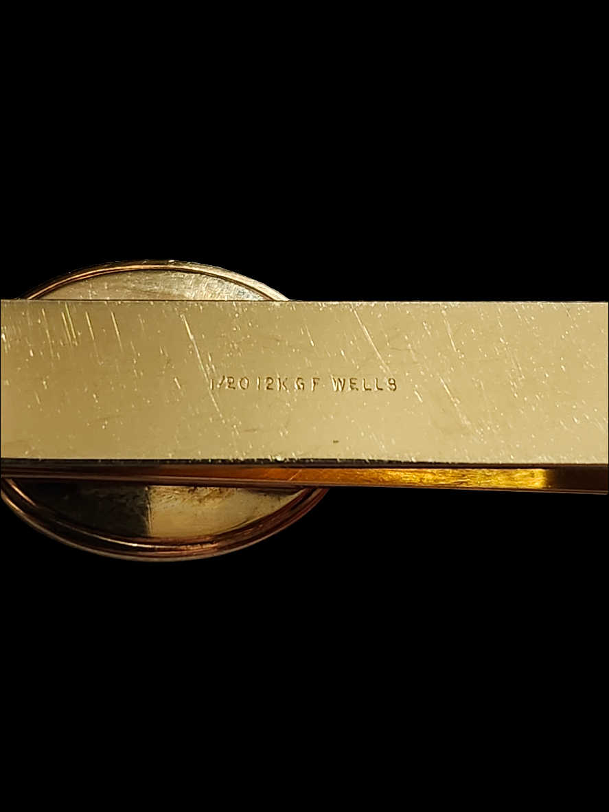 12 KT Gold Filled Tie Clip with Lapis Lazuli Cabochon