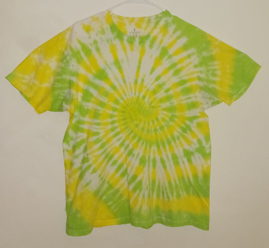 Yellow and Green Large Men's cut Tie Dye Shirt