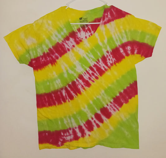 Red/Yellow/Green Striped Tie Dye Shirt