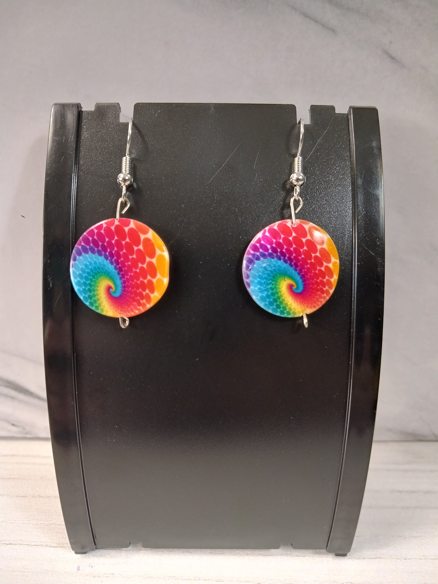 Rainbow Tie Dye Sea Shell Earrings