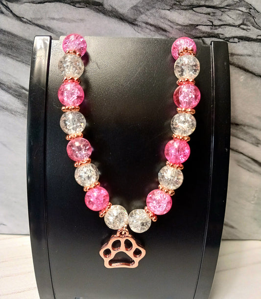 Pink Paw Print Charm Bracelet