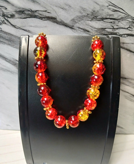 Red/Yellow/Gold Crackle Bracelet