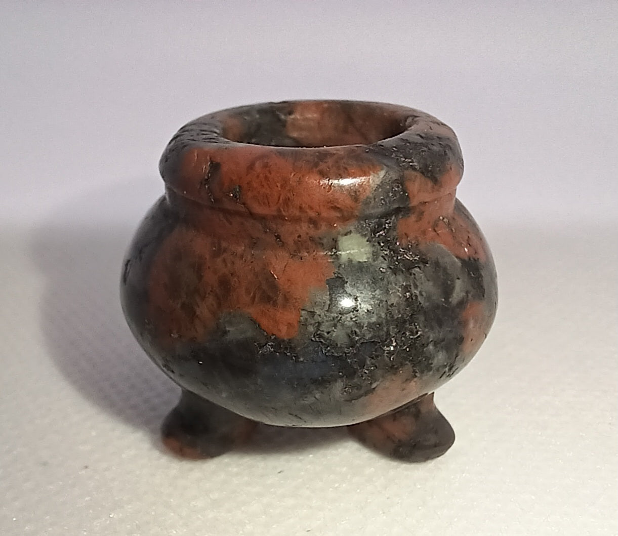 Red Amphibole Stone Cauldron