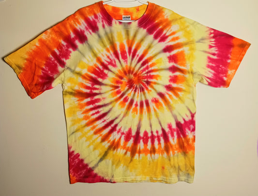 XL Red/Yellow/Orange Spiral Tie Dye Shirt