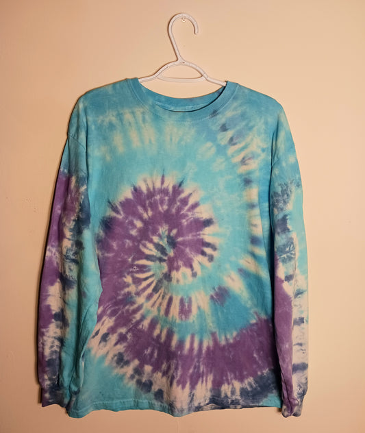 Blue/Purple Large Spiral Long Sleeve Tie Dye